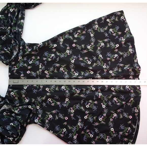 ASOS DESIGN Curve Dress Mini Tea Bubble Ruched Sleeves Smocked Style Plus 14 - Picture 10 of 12